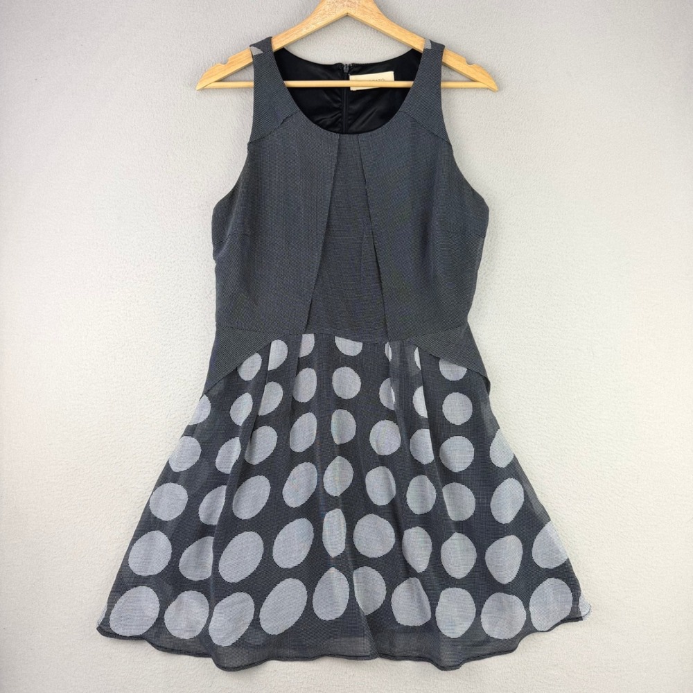 Staccato Polka Dot Fit & Flare Dress Women Size M Black White Sleeveless Office